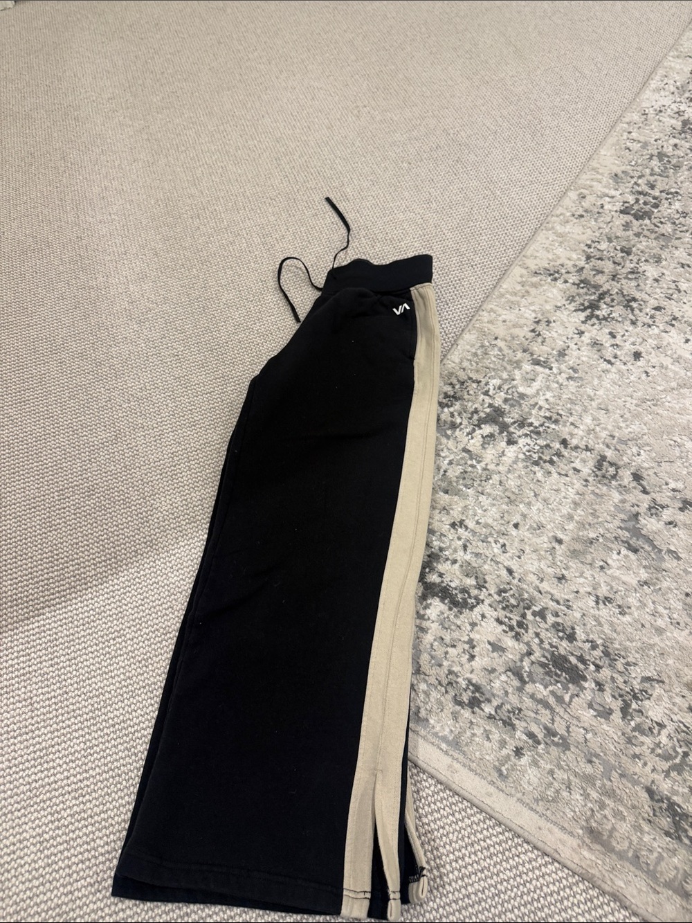 RVCA Black Sweatpants with Khaki Side Stripe